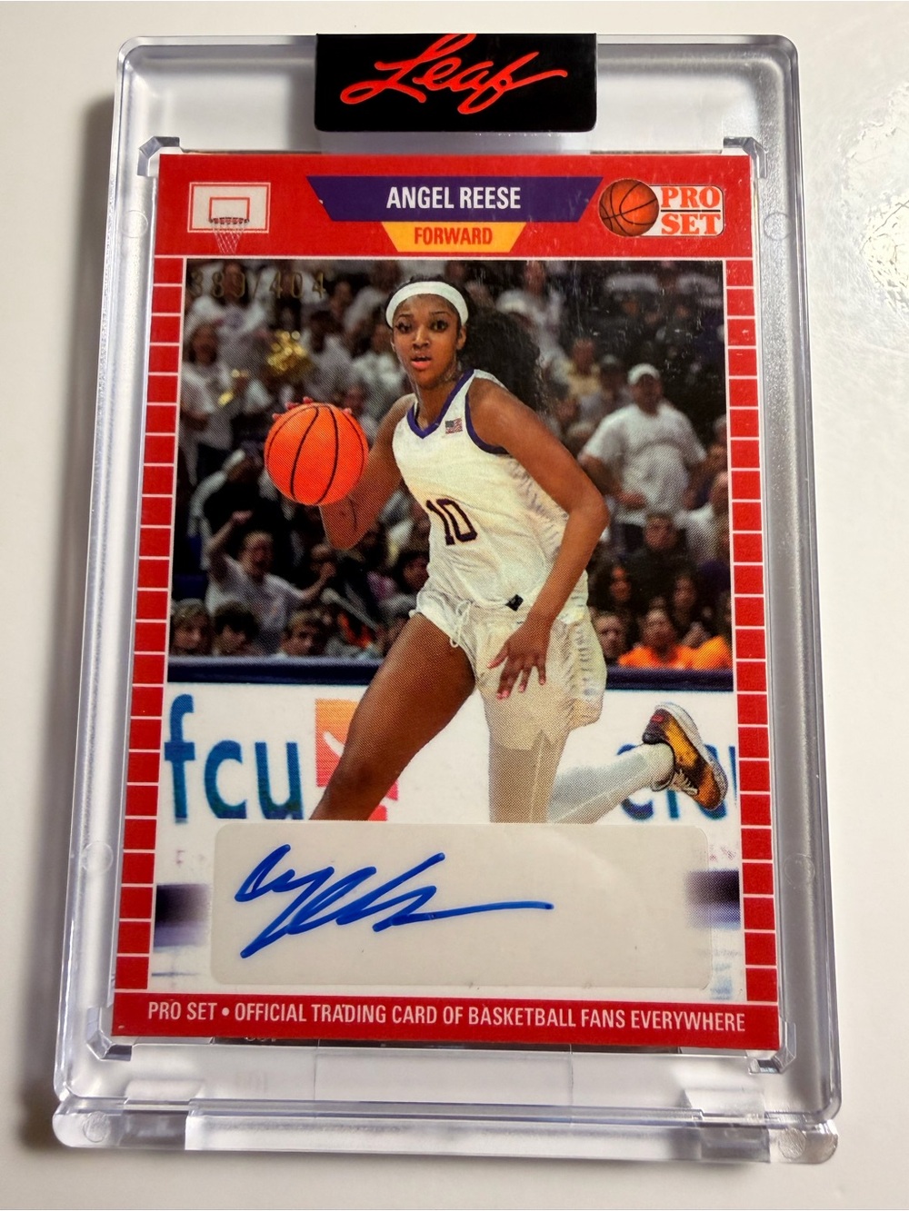 Angel Reese Pro Set Autographed Rookie Style Basketball Card - Red/White